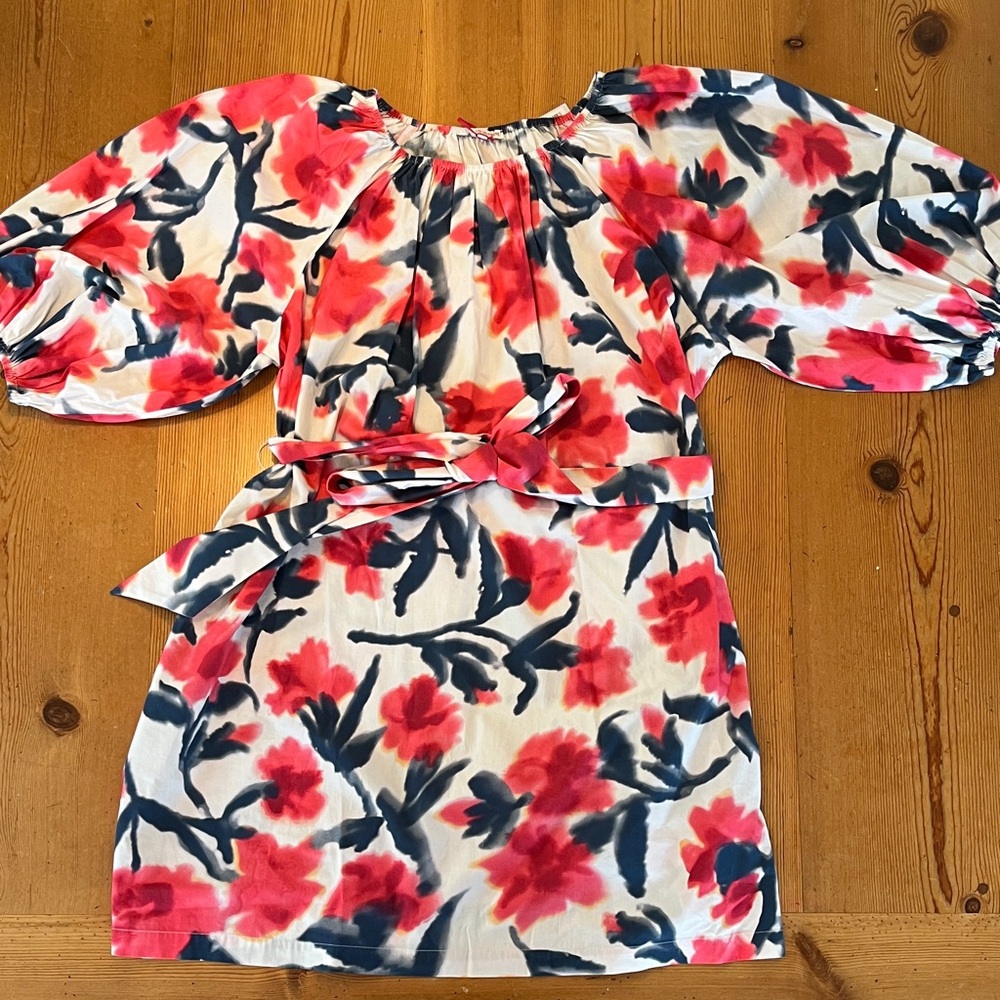 Frances Valentine Red and Blue Floral Midi Dress